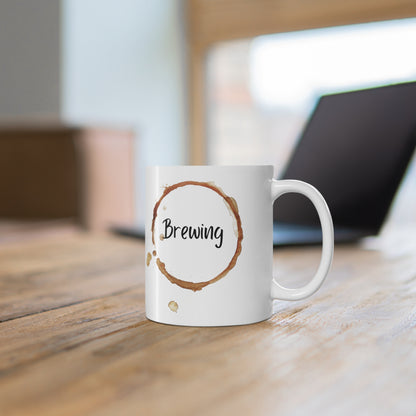 Brewing Coffee Ring Mug - Ceramic (11oz & 15oz)