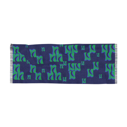 Blue & Teal Lightweight Flame Pattern Scarf