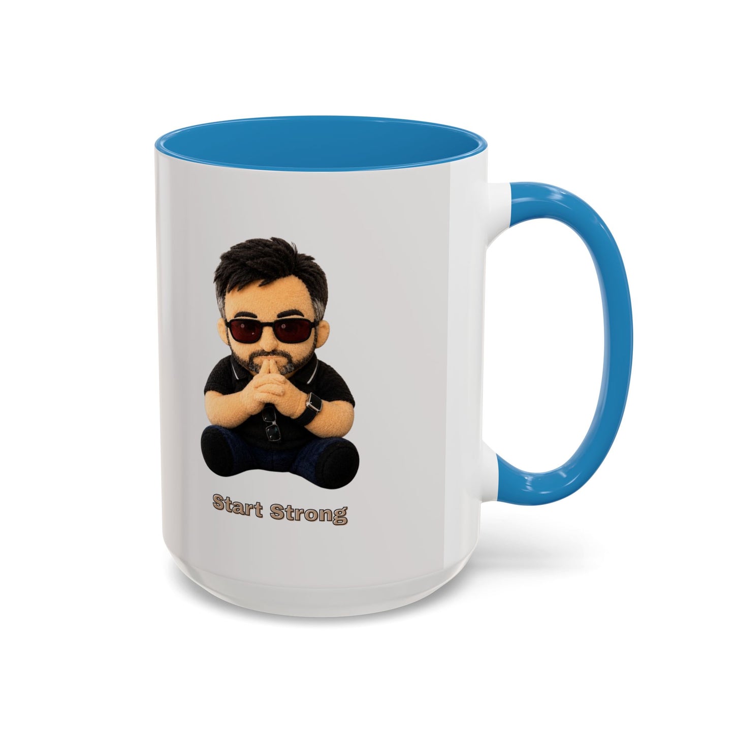 Accent Coffee Mug — 'Start Strong' Motivational Character Coffee Mug
