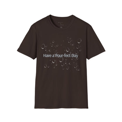 T-Shirt — 'Have a Pour-fect Day' Moon Bubble Graphic