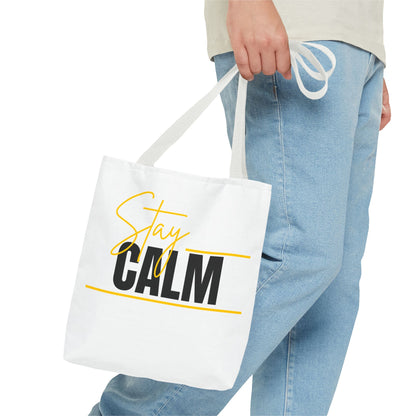 Stay Calm Tote Bag Motivational Printed Canvas Tote