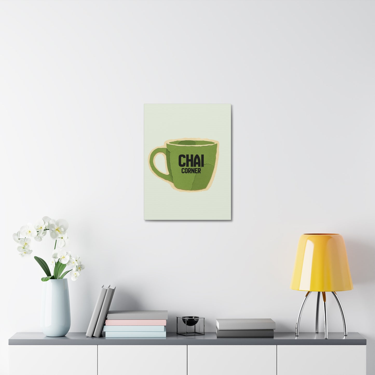 Chai Corner Canvas Art Green Wall Decor