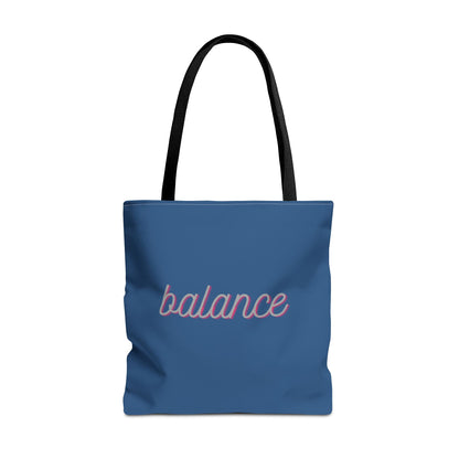 Blue Script ‘balance’ Canvas Tote for Everyday Mindfulness
