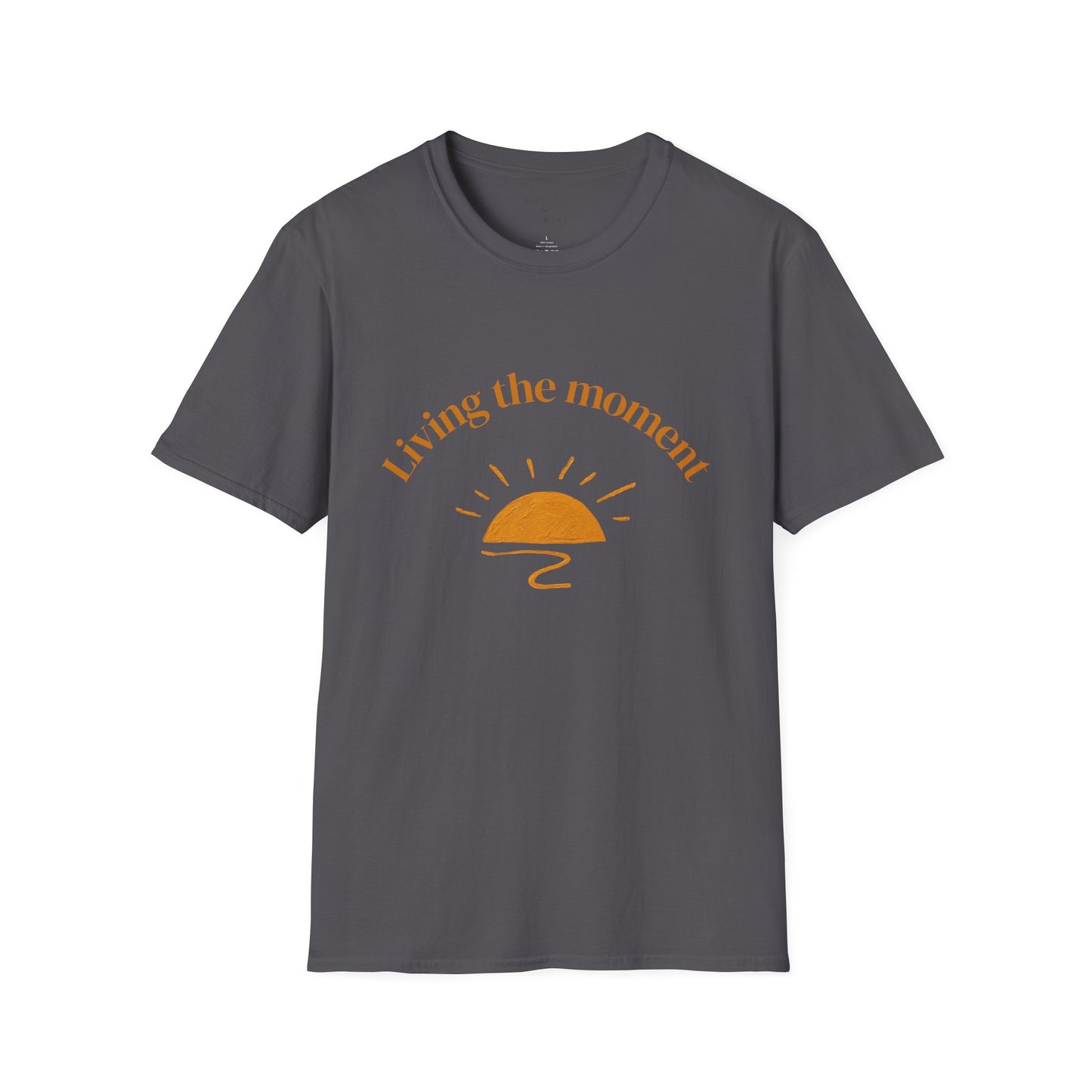 Living the Moment T-Shirt — Sun on the back, Beach Relaxed Tee