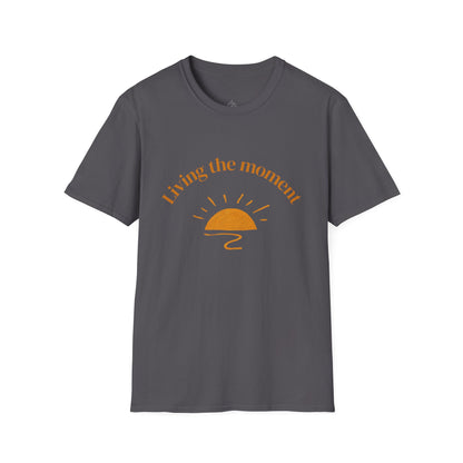 Living the Moment T-Shirt — Sun on the back, Beach Relaxed Tee