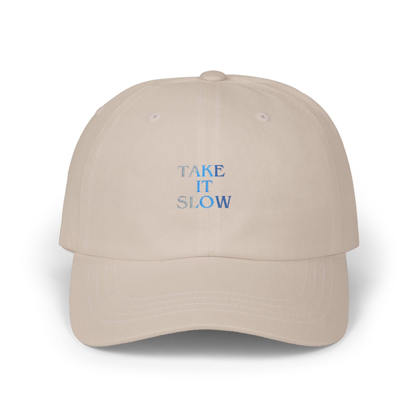 Take It Slow Relaxed White Baseball Hat