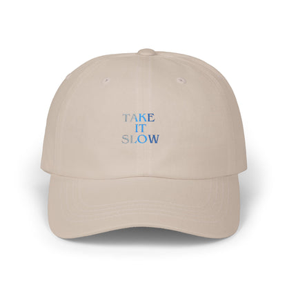 Take It Slow Relaxed White Baseball Hat