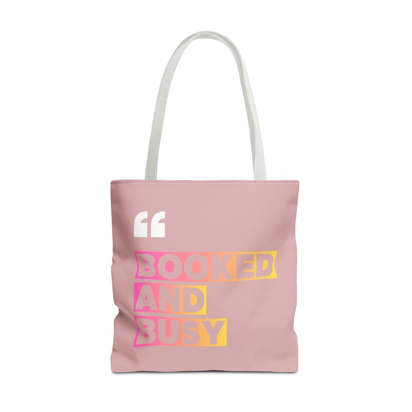 Booked and Busy Pink Tote Bag Cute Quote Book Lover Carryall