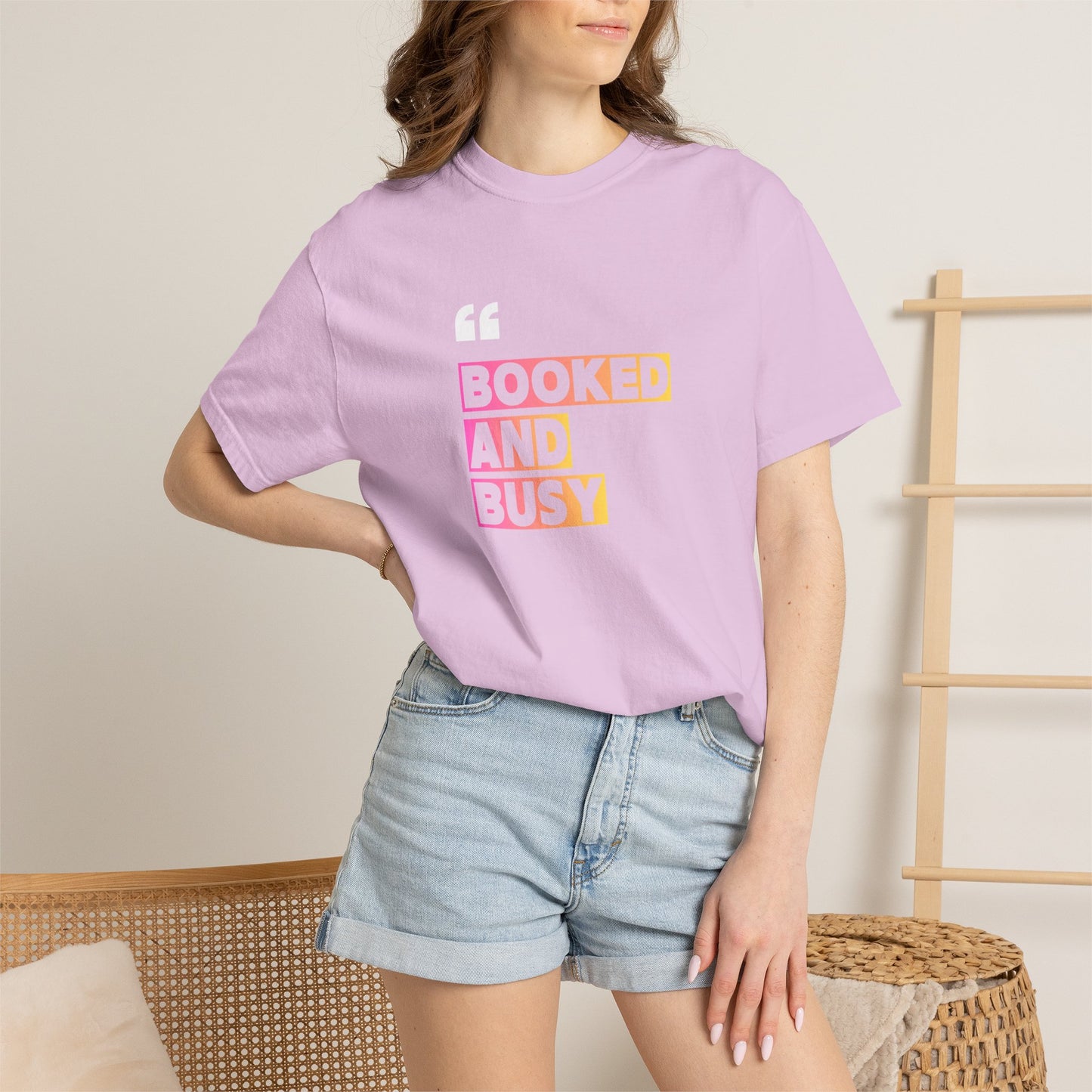Booked and Busy Graphic Cotton Tee for Book Lovers