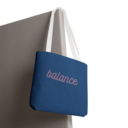 Blue Script ‘balance’ Canvas Tote for Everyday Mindfulness