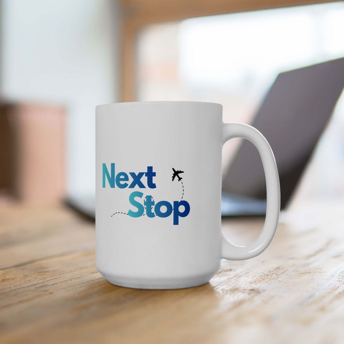 Next Stop Travel Ceramic Coffee Mug Gradient Blue (11oz, 15oz)