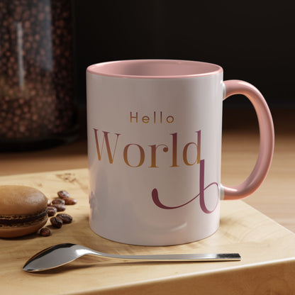 Hello World Modern Script Tech & Coder Accent Coffee Mug (11oz)