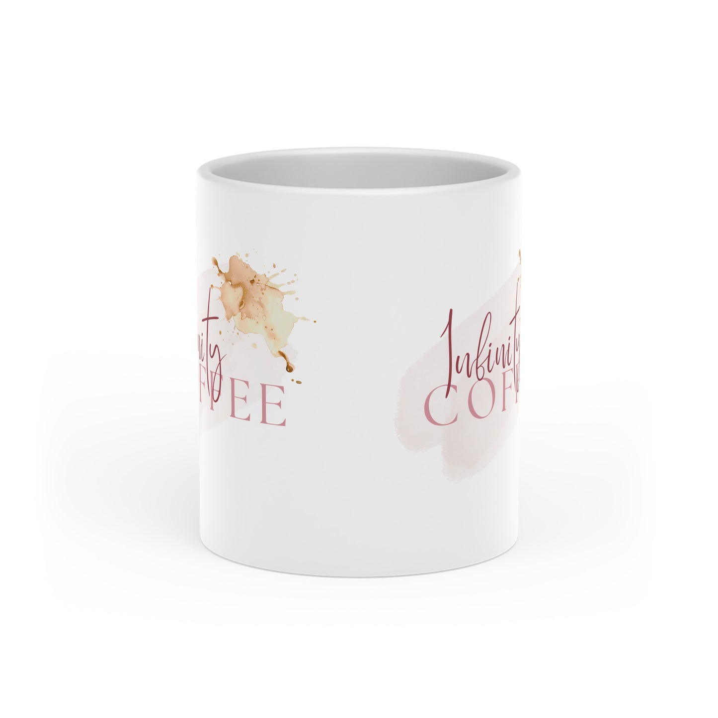 Heart-Shaped Romantic Watercolor "Infinity Coffee" Quote Gift Mug (11 oz)