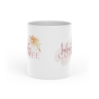 Heart-Shaped Romantic Watercolor "Infinity Coffee" Quote Gift Mug (11 oz)