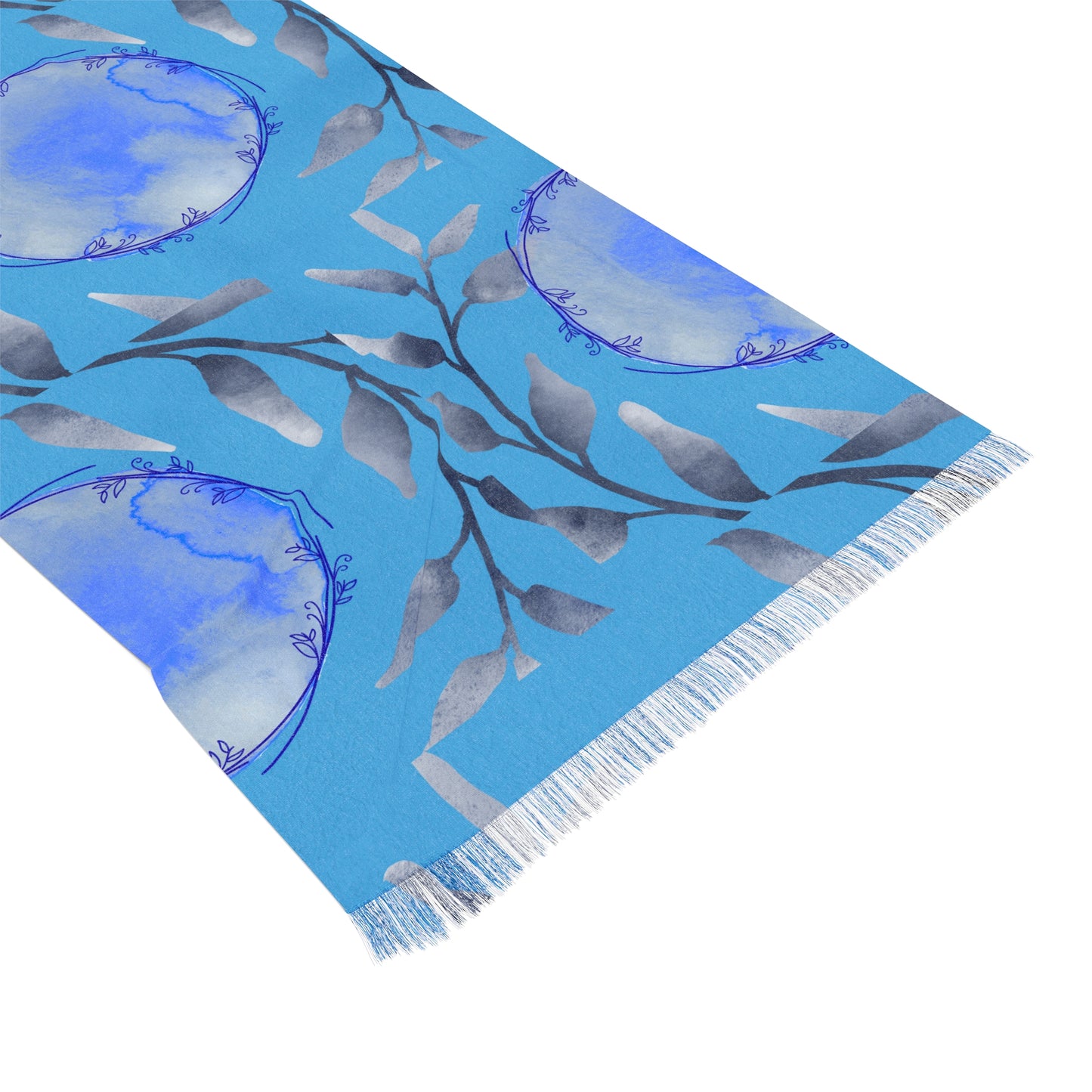 Blue Floral Lightweight Spring/Summer Wrap Scarf