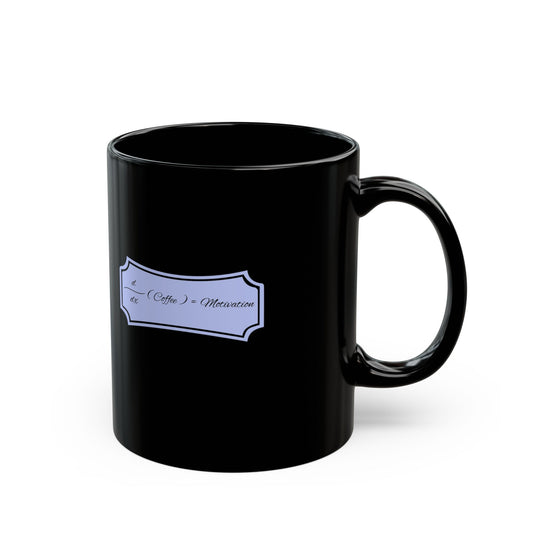 Black Coffee Mug — "∫(Coffee) = Motivation" Decorative Script 11oz/15oz