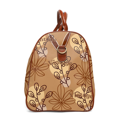 Waterproof Travel Bag – Brown Retro Bloom Duffle
